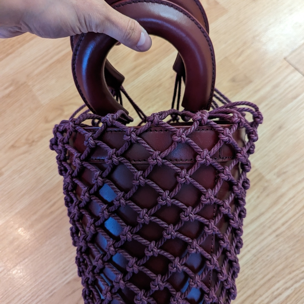 BRAND NEW! STAUD Moreau Cage Bucket Bag in BORDEAUX